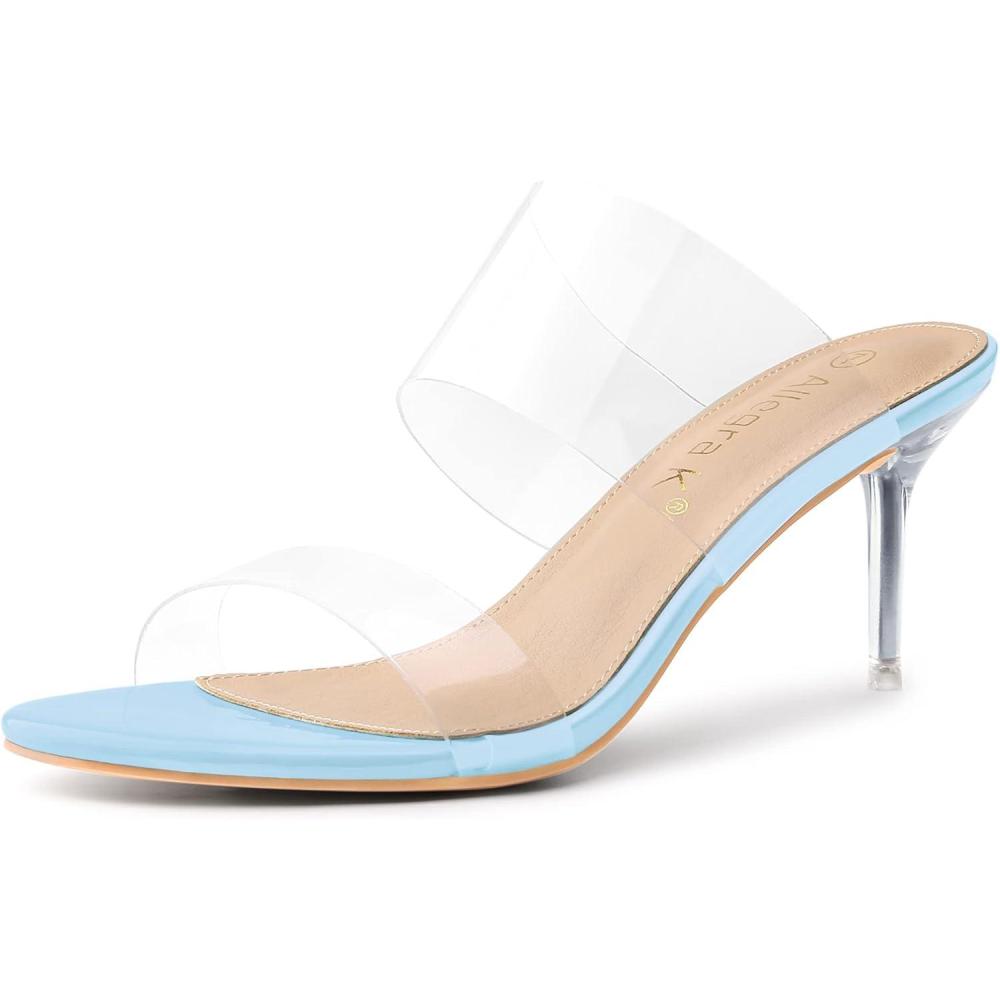 imageAllegra K Womens Clear Slide Stiletto Heel Clear SandalsSky Blue