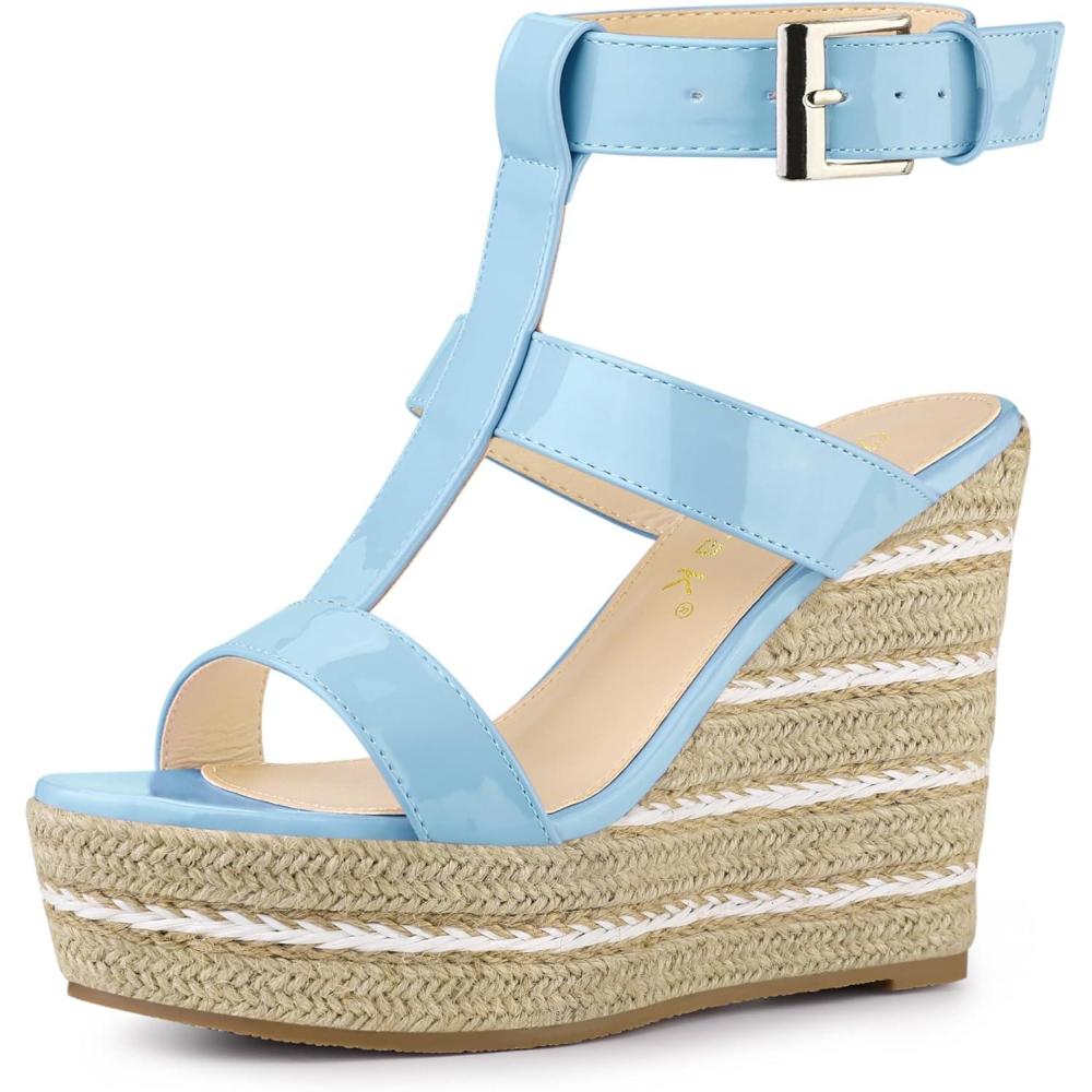 imageAllegra K Womens Espadrille Strappy Platform Wedges SandalsSky Blue
