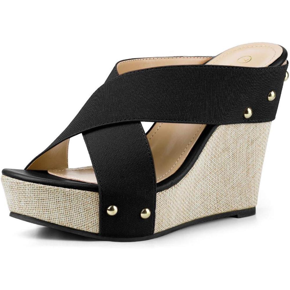 imageAllegra K Womens Platform Slide Wedge SandalsBlack