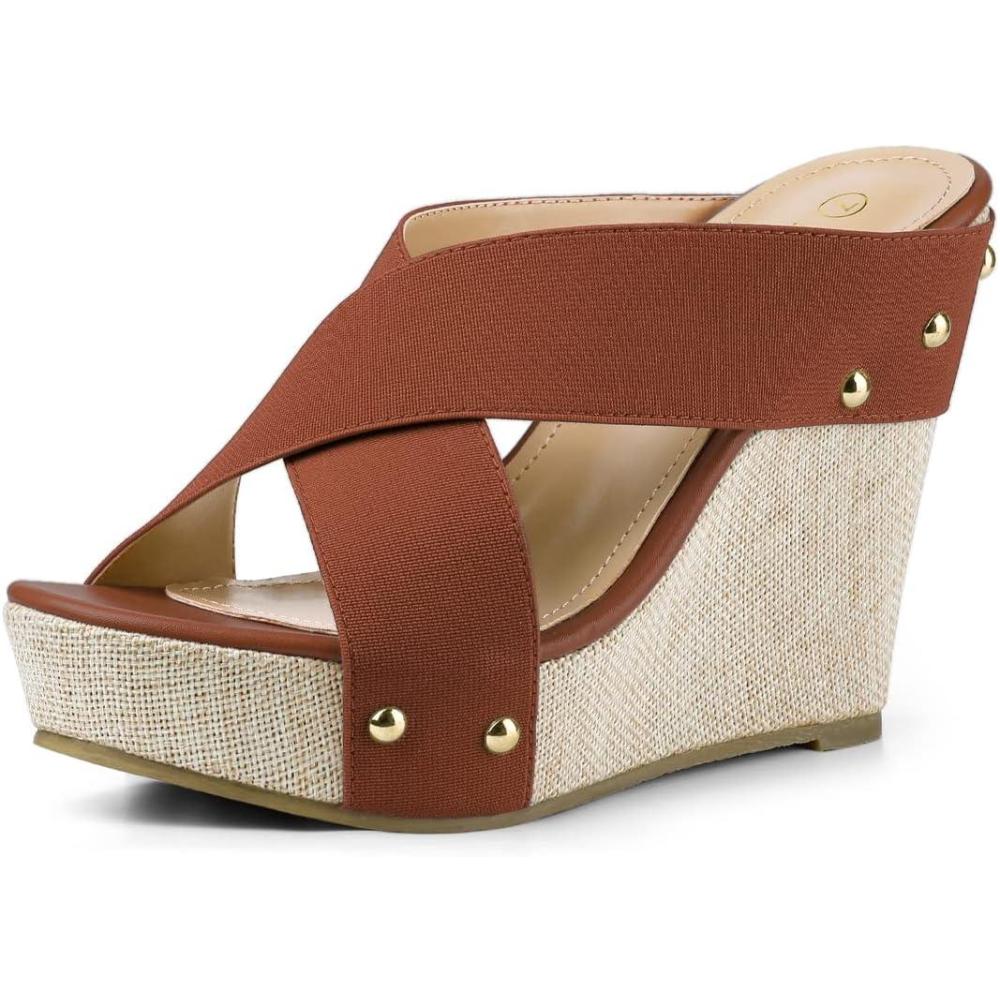 imageAllegra K Womens Platform Slide Wedge SandalsBrown