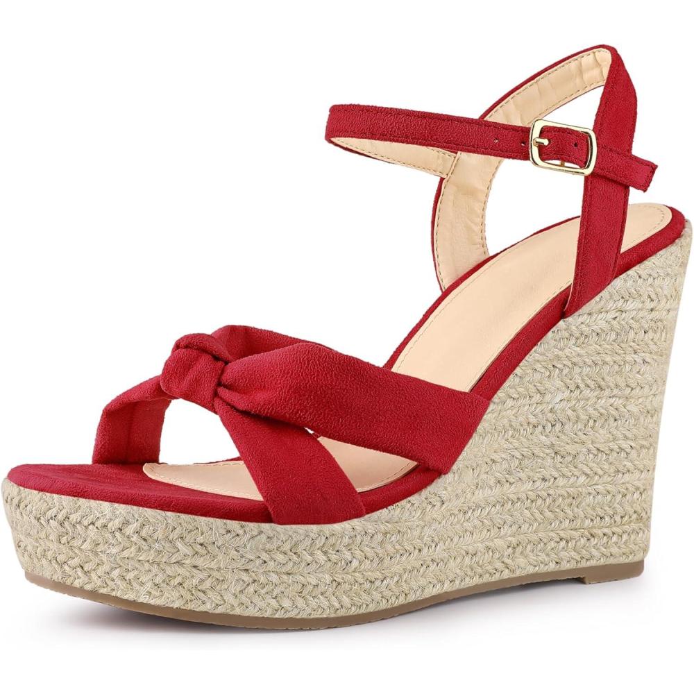 imageAllegra K Womens Platform Slingback Espadrille Wedge Heel SandalsRed