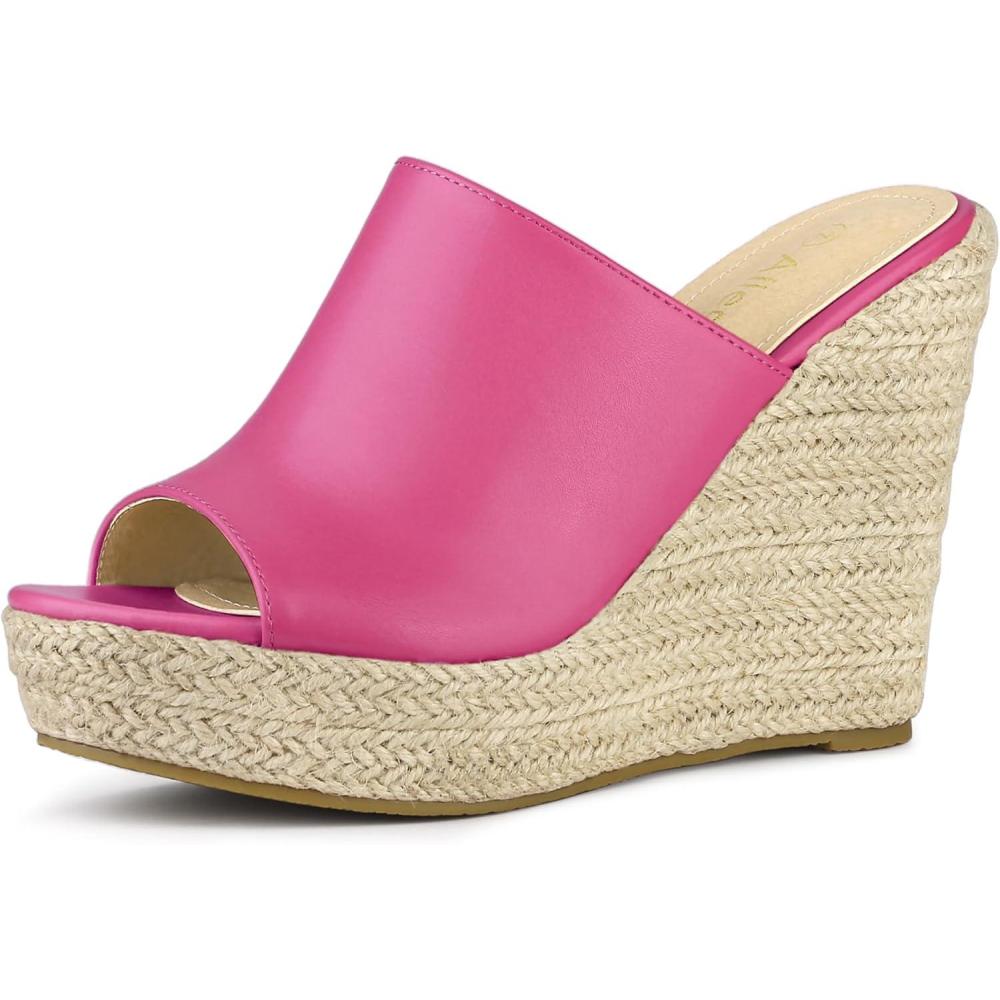 imageAllegra K Womens Slip on Platform Sandals Espadrilles Wedges Slides MulesHot Pink