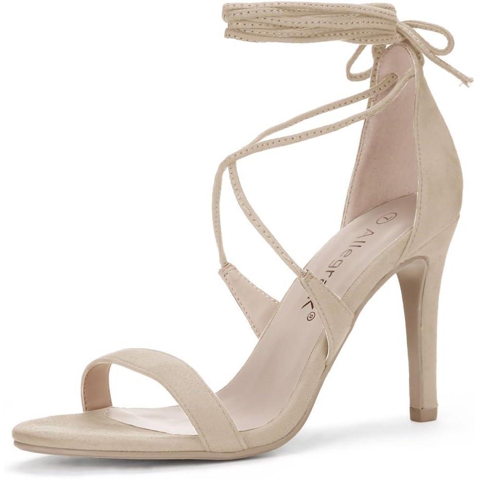 imageAllegra K Womens Stiletto Heel Laceup SandalsBeige