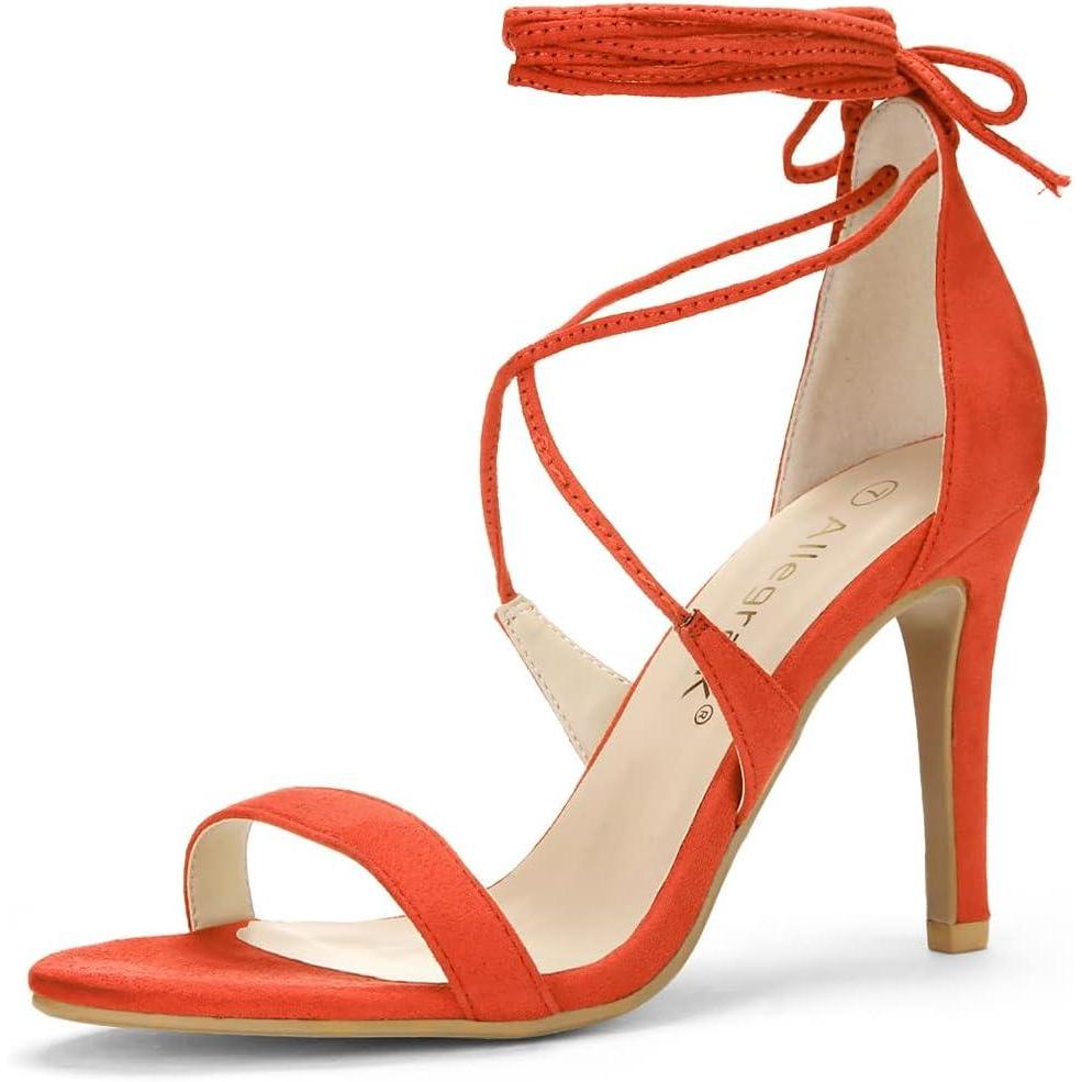 imageAllegra K Womens Stiletto Heel Laceup SandalsOrange