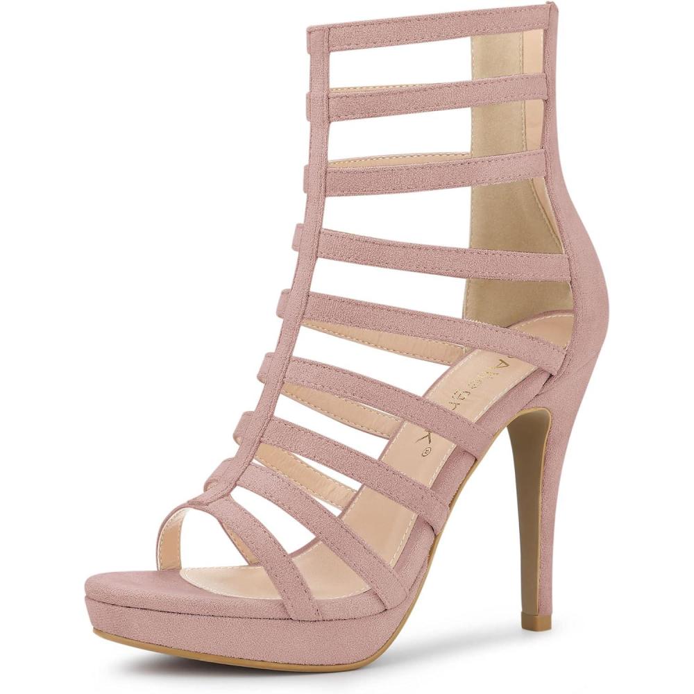 imageAllegra K Womens Stiletto Platform Heels Strappy Gladiator Heel SandalsDust Pink