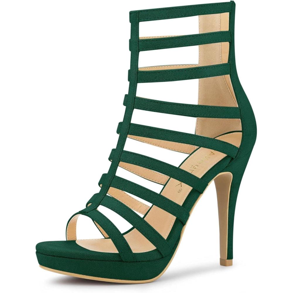 imageAllegra K Womens Stiletto Platform Heels Strappy Gladiator Heel SandalsGreen