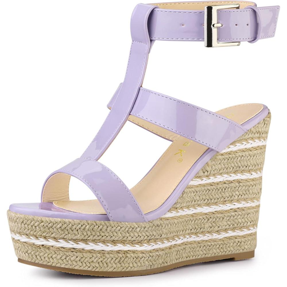 imageAllegra K Womens Strappy Espadrille Wedges Platform Purple Sandals  75 M US