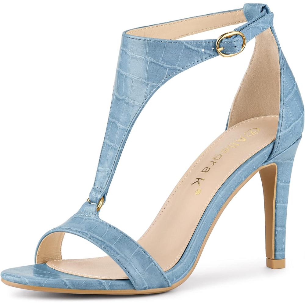 imageAllegra K Womens T Strap Open Toe Stiletto Heel SandalsBlue