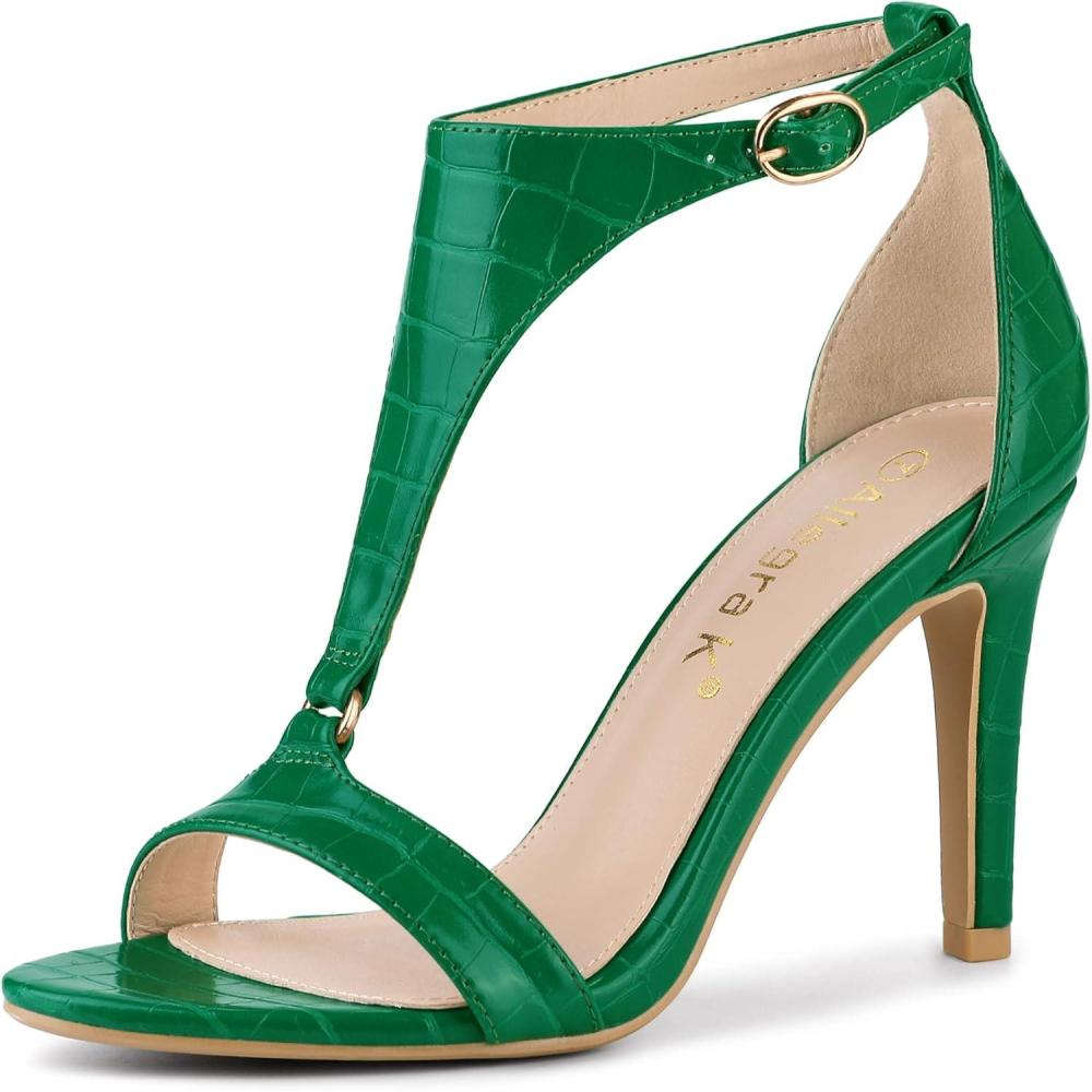 imageAllegra K Womens T Strap Open Toe Stiletto Heel SandalsGreen
