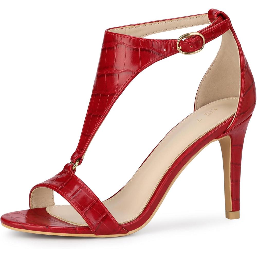imageAllegra K Womens T Strap Open Toe Stiletto Heel SandalsRed
