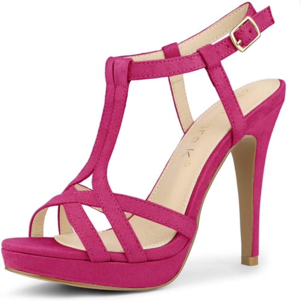 imageAllegra K Womens T Strap Slingback Platform Stiletto Heel SandalsHot Pink