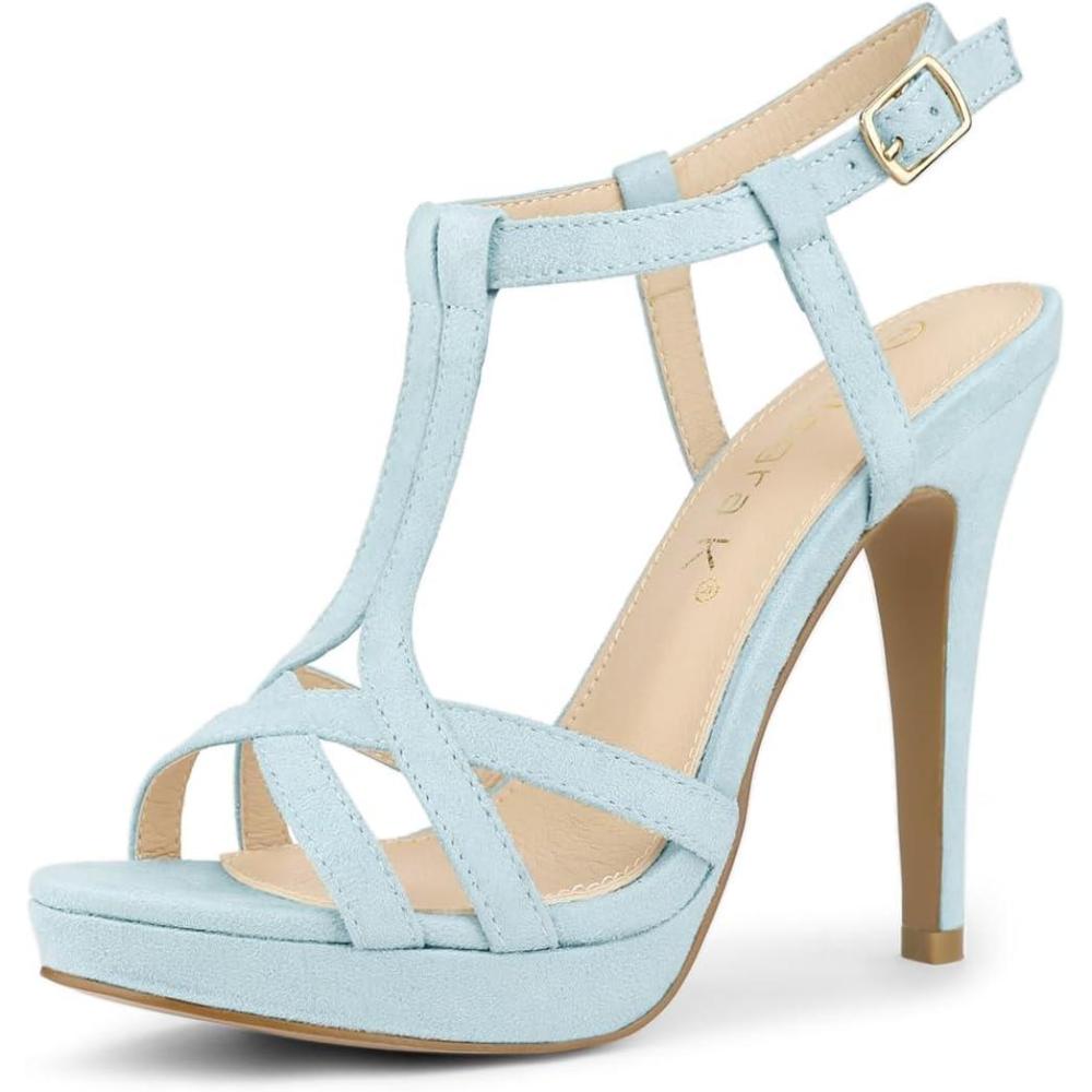 imageAllegra K Womens T Strap Slingback Platform Stiletto Heel SandalsSky Blue