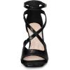 imageAllegra K Womens Ankle Strap Square Toe Crisscross Embossed Stiletto Heel SandalsBlack