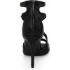 imageAllegra K Womens Ankle Strap Square Toe Crisscross Embossed Stiletto Heel SandalsBlack