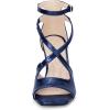 imageAllegra K Womens Ankle Strap Square Toe Crisscross Embossed Stiletto Heel SandalsNavy Blue