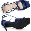 imageAllegra K Womens Ankle Strap Square Toe Crisscross Embossed Stiletto Heel SandalsNavy Blue