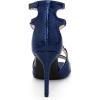 imageAllegra K Womens Ankle Strap Square Toe Crisscross Embossed Stiletto Heel SandalsNavy Blue