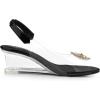 imageAllegra K Womens Clear Slingback Wedges Rhinestone Transparent Peep Toe HeelsBlack