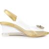 imageAllegra K Womens Clear Slingback Wedges Rhinestone Transparent Peep Toe HeelsGold