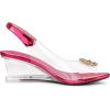 imageAllegra K Womens Clear Slingback Wedges Rhinestone Transparent Peep Toe HeelsHot Pink