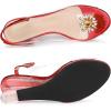 imageAllegra K Womens Clear Slingback Wedges Rhinestone Transparent Peep Toe HeelsRed