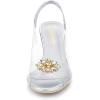 imageAllegra K Womens Clear Slingback Wedges Rhinestone Transparent Peep Toe HeelsSilver