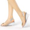 imageAllegra K Womens Clear Slingback Wedges Rhinestone Transparent Peep Toe HeelsSilver
