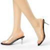 imageAllegra K Womens Clear Strap Open Toe Slip On Stiletto Heel Slide SandalsBlack