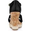 imageAllegra K Womens Cork Wedges Platform Wedge Heel SandalsBlack