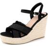 imageAllegra K Womens Denim Wedges Shoes Slingback Platform Wedge Heel SandalsBlack