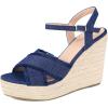 imageAllegra K Womens Denim Wedges Shoes Slingback Platform Wedge Heel SandalsBlue