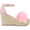 imageAllegra K Womens Espadrille Platform Heels Faux Fur Wedge SandalsPink