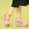 imageAllegra K Womens Espadrille Platform Heels Faux Fur Wedge SandalsPink