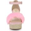 imageAllegra K Womens Espadrille Platform Heels Faux Fur Wedge SandalsPink