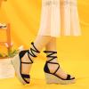 imageAllegra K Womens Espadrille Platform Lace Up Wedge Heels SandalsBlack