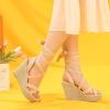 imageAllegra K Womens Espadrilles Platform Heels Lace Up Wedge SandalsBeige