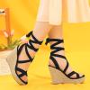 imageAllegra K Womens Espadrilles Platform Heels Lace Up Wedge SandalsBlack