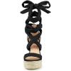 imageAllegra K Womens Espadrilles Platform Sandals Lace Up Open Toe Wedges HeelsBlack