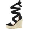 imageAllegra K Womens Espadrilles Platform Sandals Lace Up Open Toe Wedges HeelsBlack