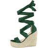 imageAllegra K Womens Espadrilles Platform Sandals Lace Up Open Toe Wedges HeelsGreen