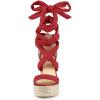 imageAllegra K Womens Espadrilles Platform Sandals Lace Up Open Toe Wedges HeelsRed