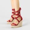 imageAllegra K Womens Espadrilles Platform Sandals Lace Up Open Toe Wedges HeelsRed