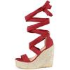 imageAllegra K Womens Espadrilles Platform Sandals Lace Up Open Toe Wedges HeelsRed