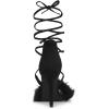 imageAllegra K Womens Faux Fur Stiletto Heel Lace Up Heels SandalsBlack