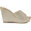 imageAllegra K Womens Glitter Platform Slip on Wedge Heels SandalsGold