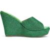 imageAllegra K Womens Glitter Platform Slip on Wedge Heels SandalsGreen