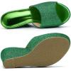 imageAllegra K Womens Glitter Platform Slip on Wedge Heels SandalsGreen