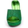 imageAllegra K Womens Glitter Platform Slip on Wedge Heels SandalsGreen