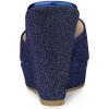 imageAllegra K Womens Glitter Platform Slip on Wedge Heels SandalsNavy Blue
