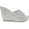 imageAllegra K Womens Glitter Platform Slip on Wedge Heels SandalsSilver